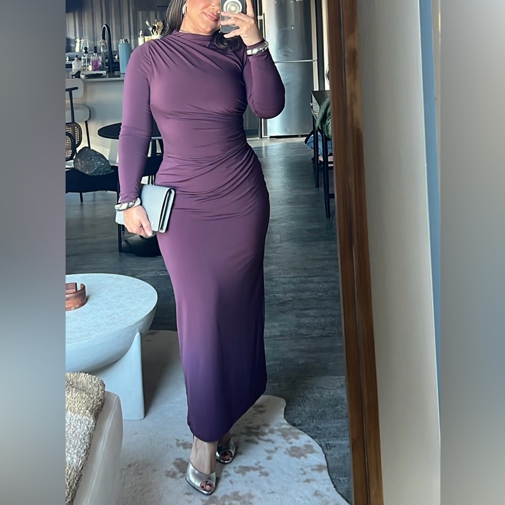 Zara Purple High Neck Dress